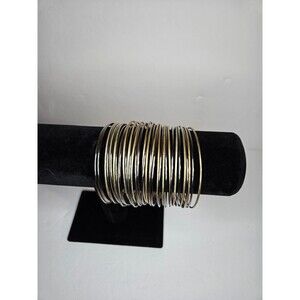 Wide Cuff Bracelet Mixed Metal Bangle